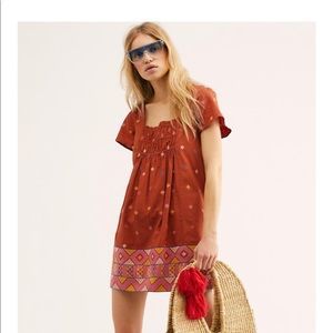 Free People Desert Winds Embroidered Mini Dress M